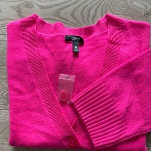 Aqua V- Neck Cardigan 100% cashmere